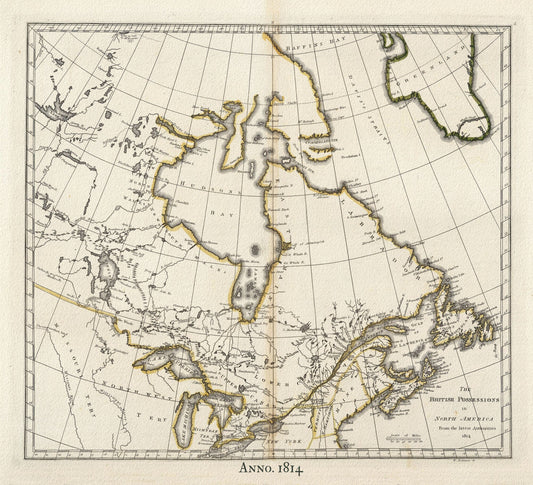 British North America,1814 Carey auth., map on durable cotton canvas, 50 x 70 cm, 20 x 25" approx. - The Map Chest