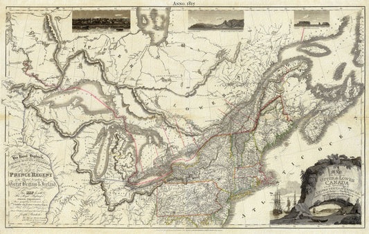 Canada, 1815, Bouchette auth., map on durable cotton canvas, 50 x 70 cm, 20 x 25" approx. - The Map Chest