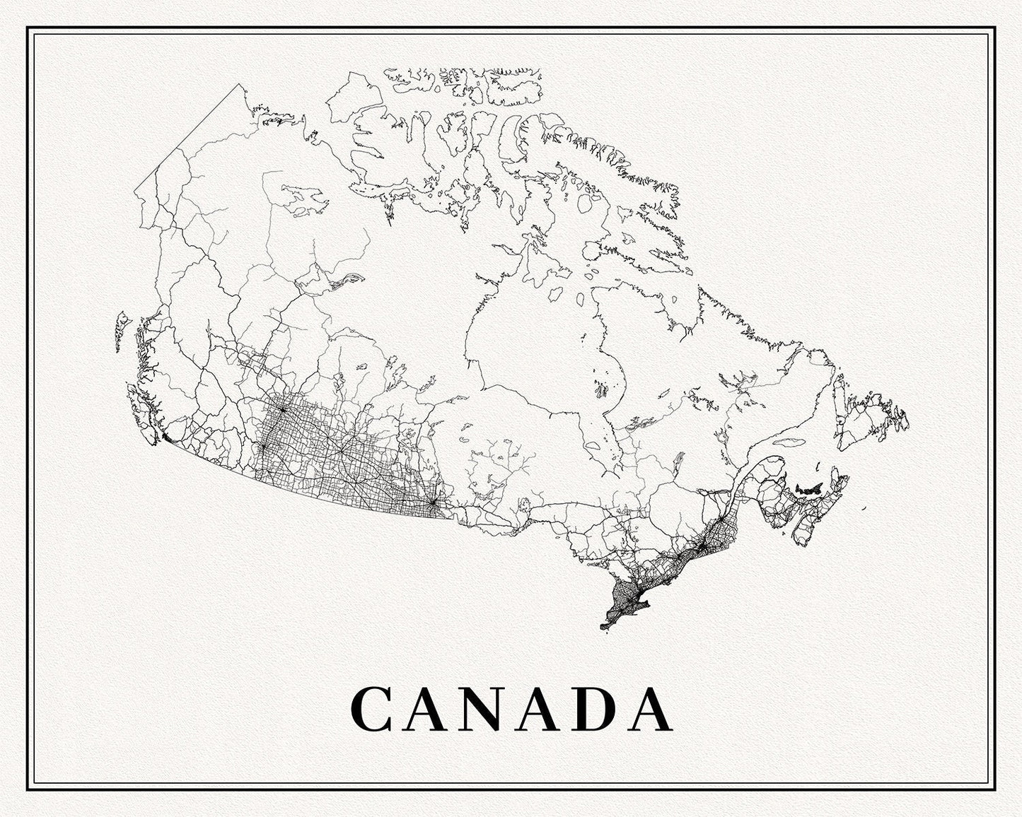 Canada, A Modern Map, map on heavy cotton canvas, 50 x 70 cm, 20 x 25" approx. - The Map Chest
