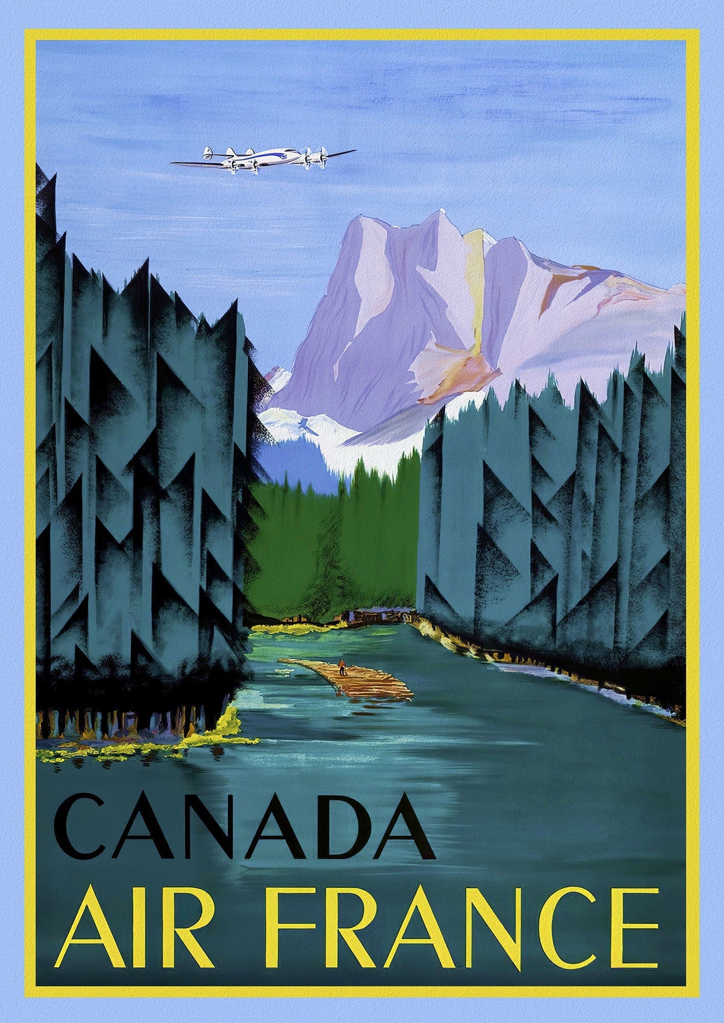 Canada, by Air France, Travel Poster on heavy cotton canvas, 22x27" approx. - The Map Chest