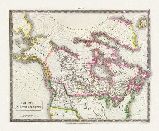 Canada, Hall auth., 1829, map on heavy cotton canvas, 50 x 70 cm, 20 x 25" approx. - The Map Chest