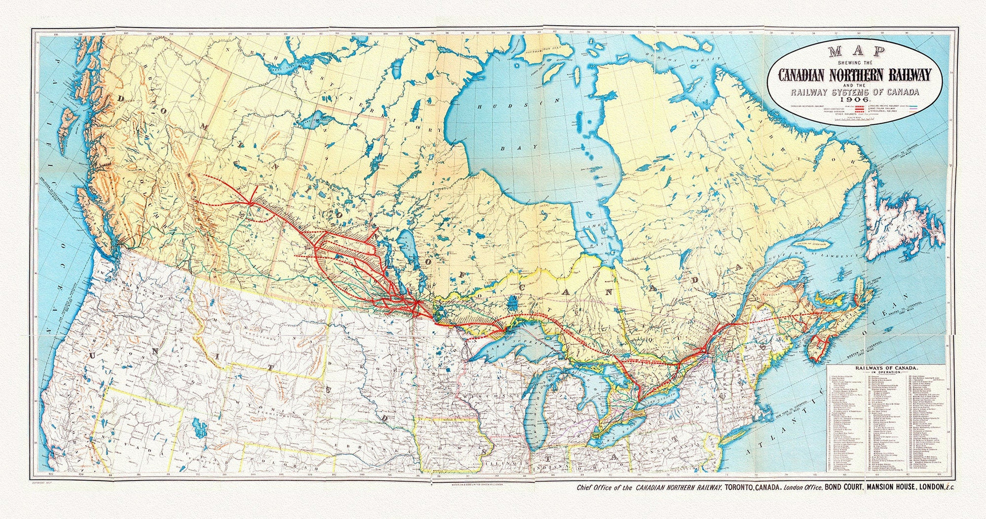 Canada Southern Railway, 1906, map on heavy cotton canvas, 22x27" approx. - The Map Chest