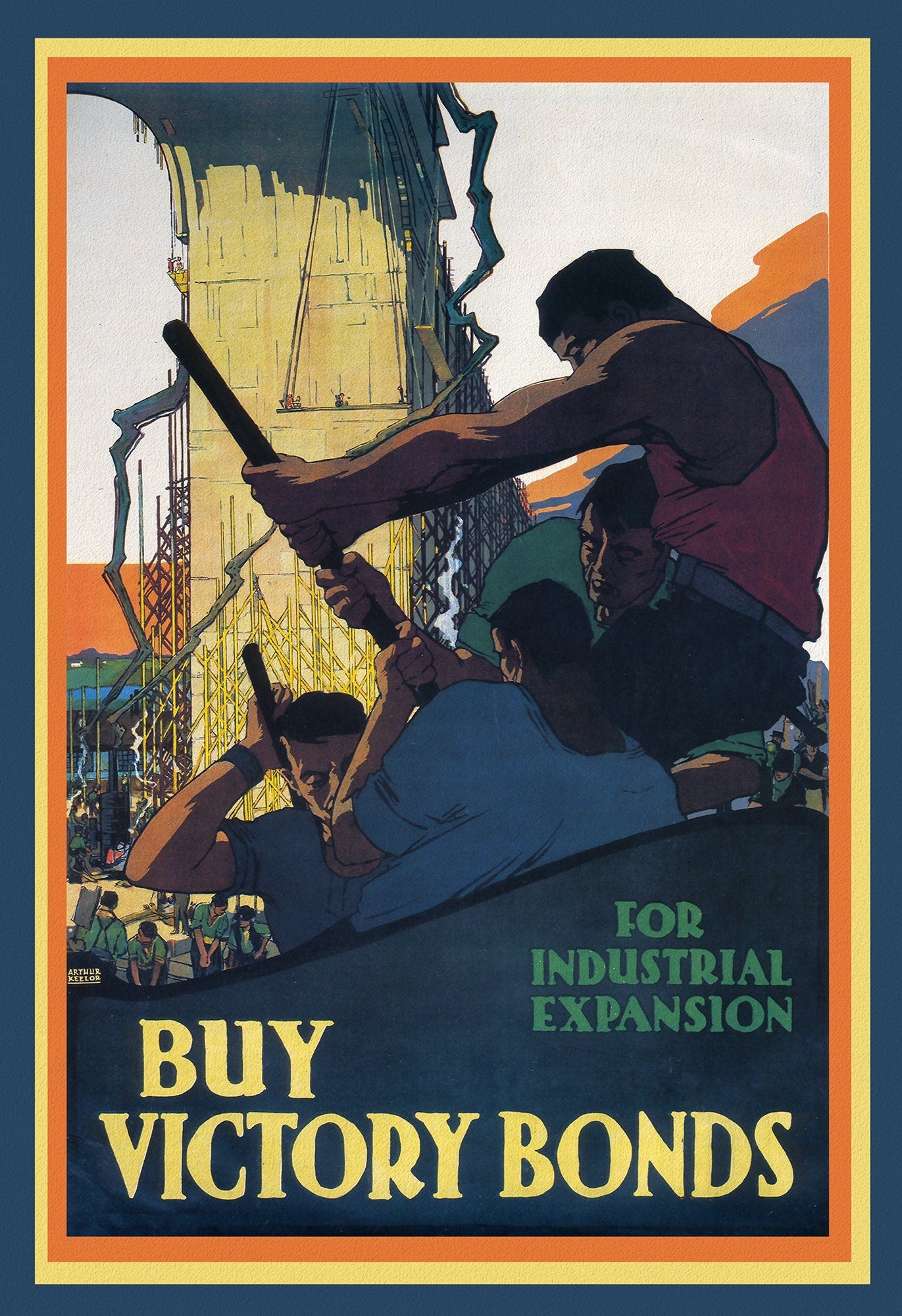 Canada WW I Poster, Buy Victory Bonds for Industrial Expansion, Canada WW I Poster, 1915, on heavy cotton canvas, 22x27in - The Map Chest