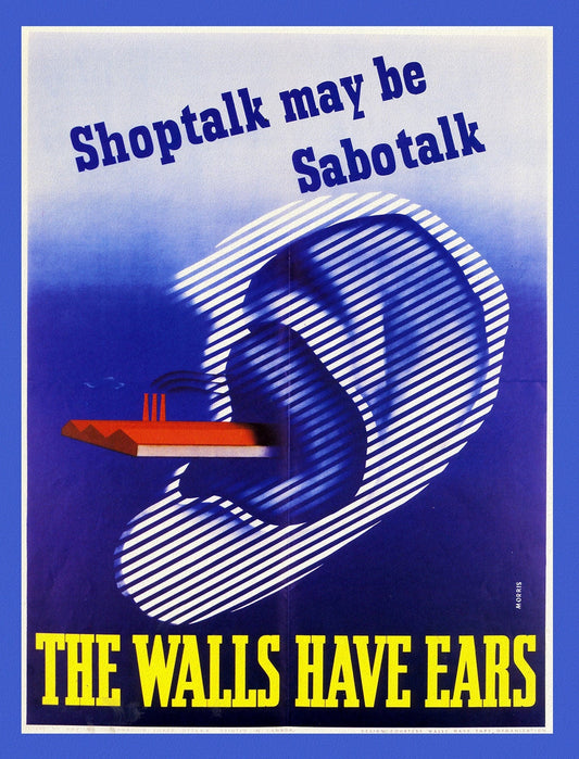 Canada WW I Poster, The Walls have Ears, Canada WW I Poster, 1915, on heavy cotton canvas, 22x27in. approx. - The Map Chest