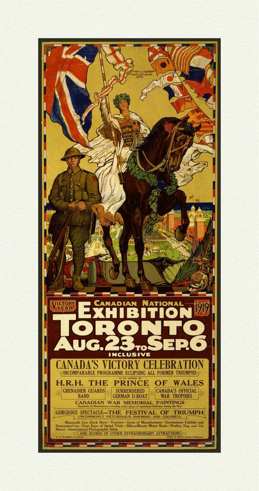 Canadian National Exhibition, 1919, Poster on Heavy Cotton Canvas, approx. 27x18" - The Map Chest
