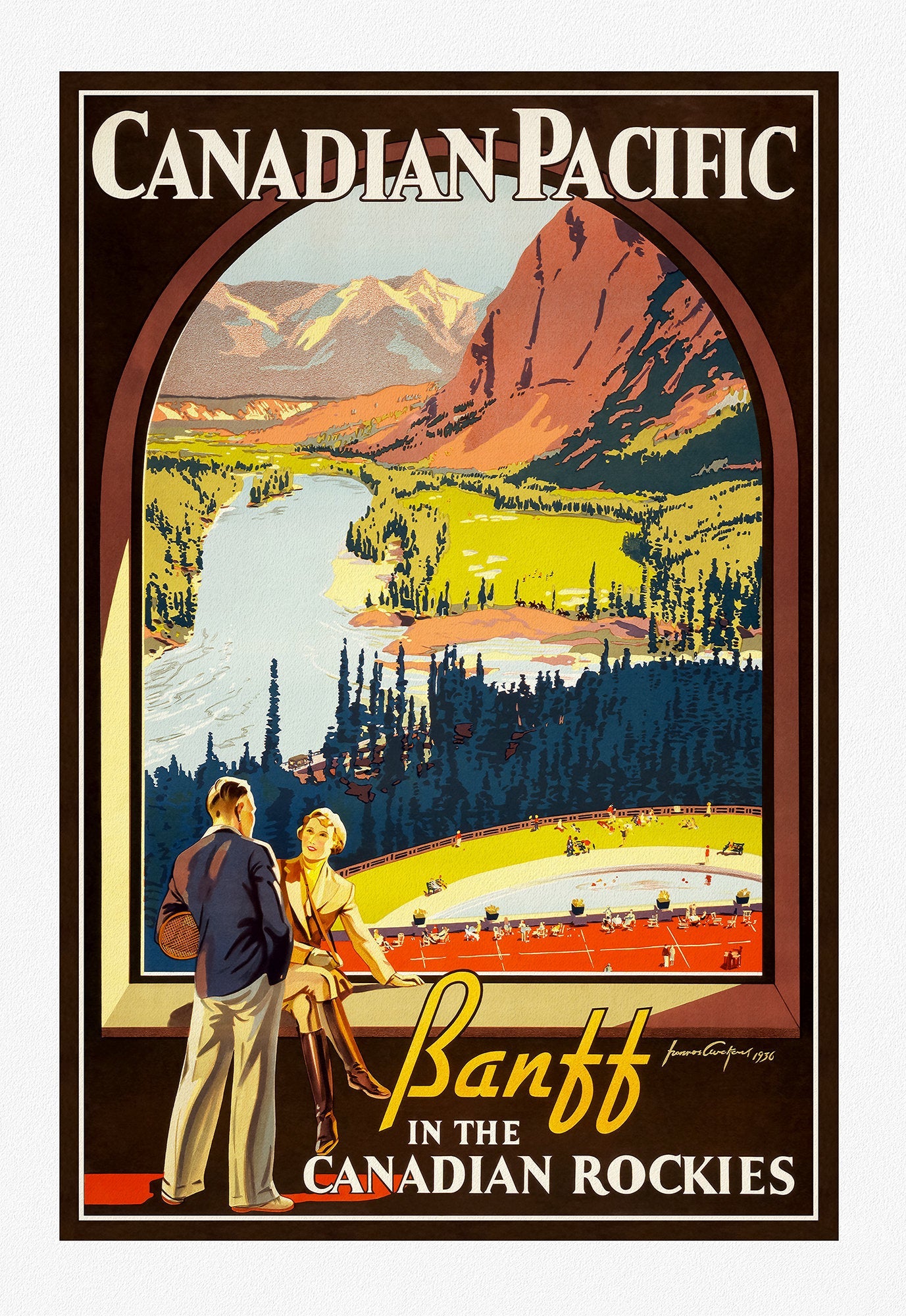 Canadian Pacific, Banff in the Rockies, 1936, travel poster on heavy cotton canvas, 45 x 65 cm, 18 x 24" approx. - The Map Chest