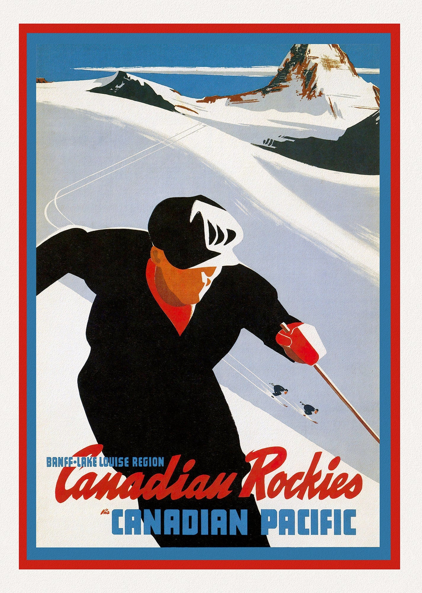 Canadian Pacific, Canadian Rockies, Banff - Lake Louise, c.1950, travel poster on heavy cotton canvas, 22x27" approx. - The Map Chest