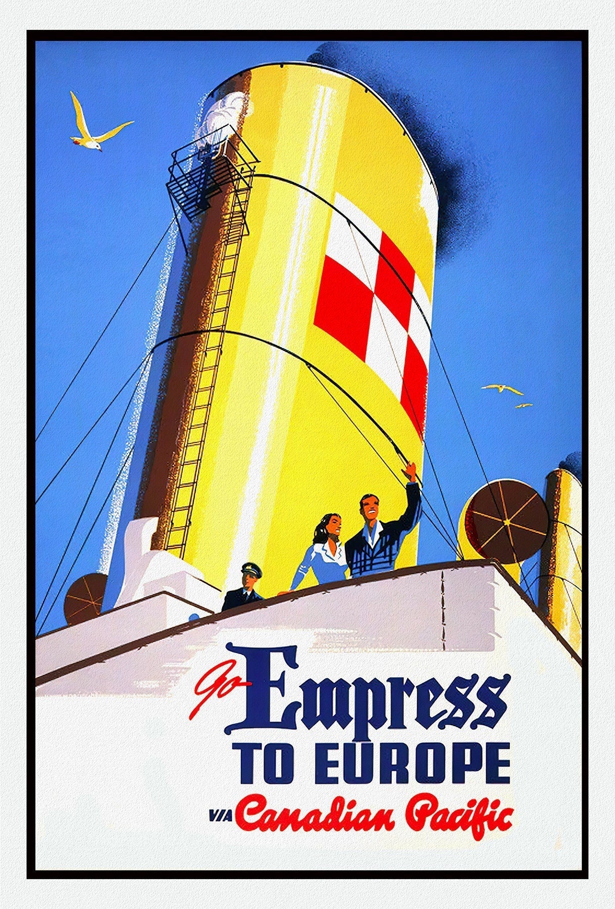 Canadian Pacific, Empress to Europe, travel poster reprinted on durable cotton canvas, 50 x 70 cm, 20 x 25" approx. - The Map Chest