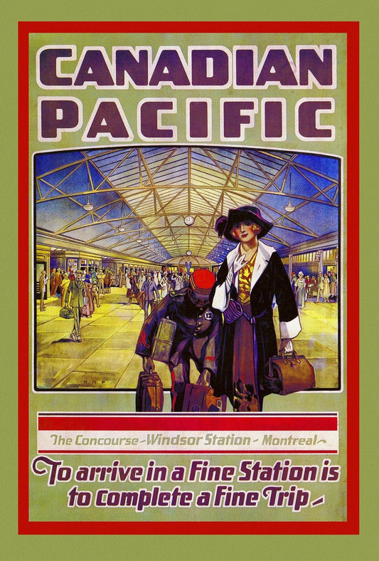 Canadian Pacific, Montreal, 1923, on heavy cotton canvas, 22x27" approx. - The Map Chest