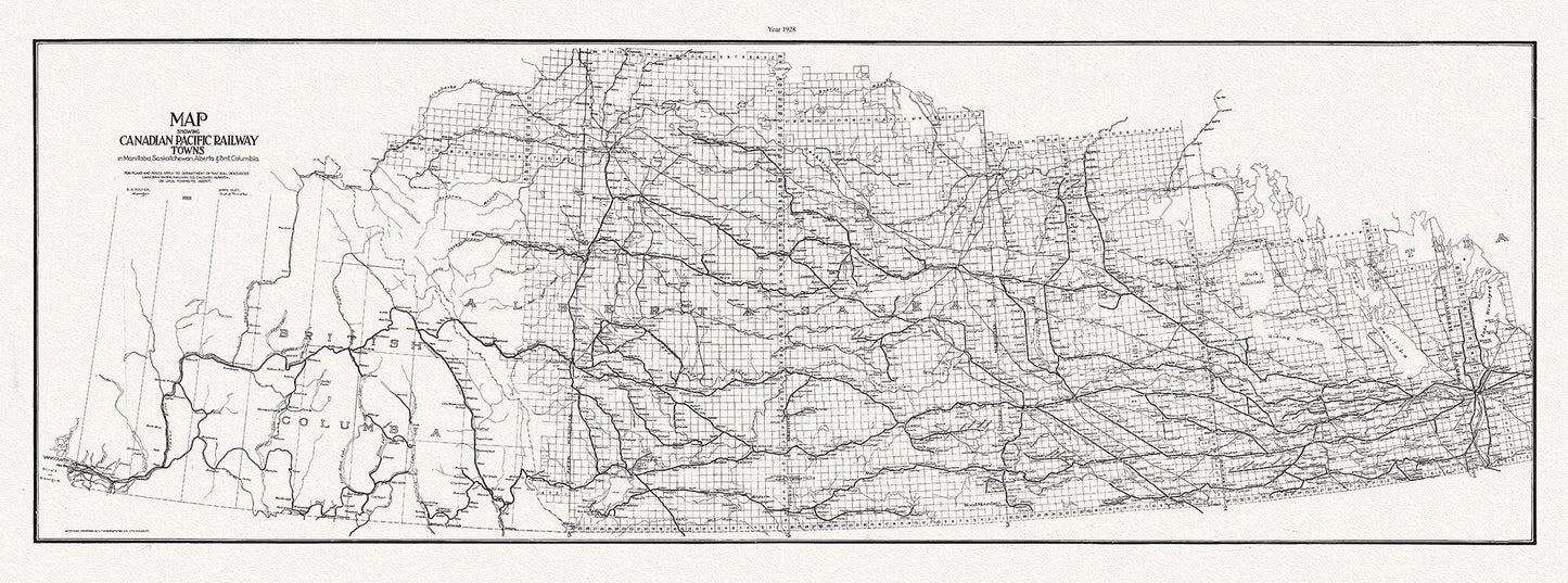 Canadian Pacific Railway Co. shewing Land Grants in Mainline Belt, South Western Saskatchewan & South Eastern Alberta, 1909, 14x36" - The Map Chest