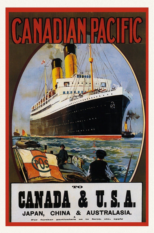 Canadian Pacific, to Canada & USA, 1922, travel poster on heavy cotton canvas, 50 x 70 cm, 20 x 25" approx. - The Map Chest