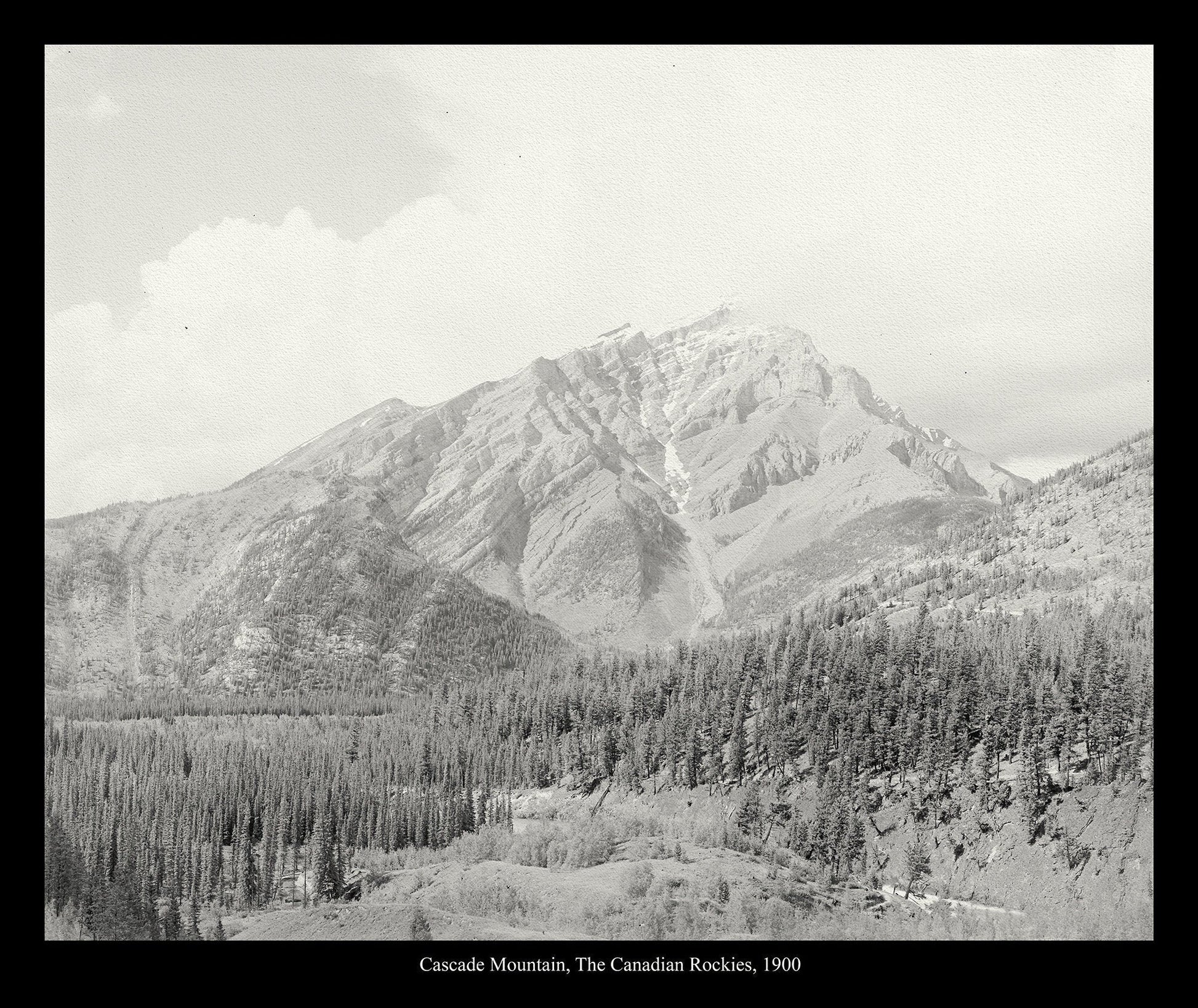 Cascade Mountain, The Canadian Rockies, 1900, Vintage Photograph on canvas, 20 x 24" approx - The Map Chest
