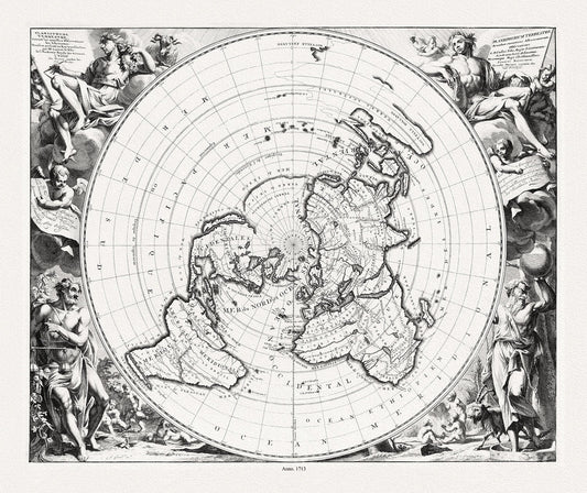 Cassinni & Aa, Planisphere Terrestre, suivant les nouvelles observations des astronomes, 1713, printed on to heavy cotton canvas, 22x27in. - The Map Chest