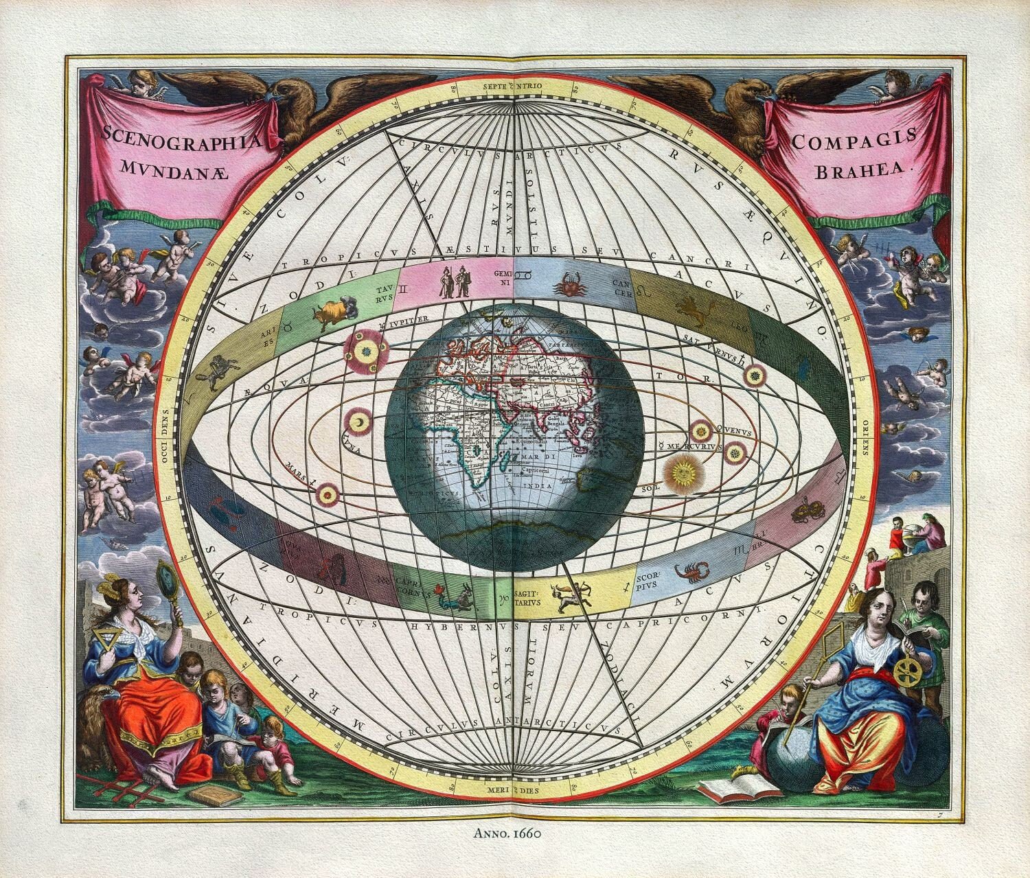 Cellarius, Harmoni Macrocosmica VII, 1660, celestial map on durable cotton canvas, 50 x 70 cm or 20x25" approx. - The Map Chest