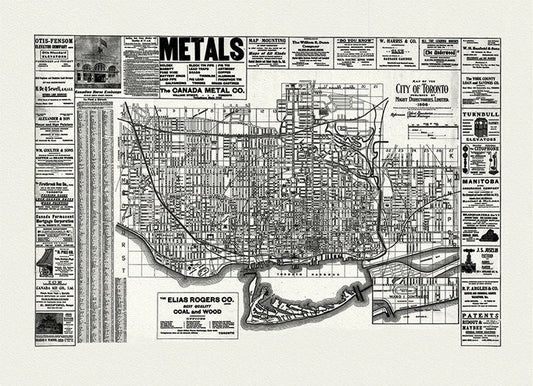 City of Toronto, 1906 Ver. W, map on heavy cotton canvas, 22x27" approx. - The Map Chest
