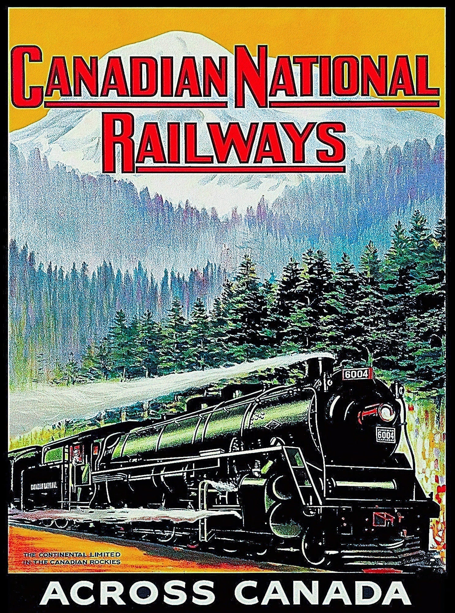 CNR Across Canada, Ver. II , vintage poster on durable cotton canvas, 50 x 70 cm, 20 x 25" approx. - The Map Chest