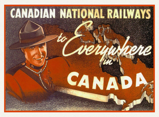 CNR to Everywhere in Canada, travel poster on heavy cotton canvas, 50 x 70 cm, 20 x 25" approx. - The Map Chest