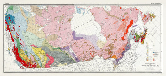 Composite Geological Map of the Dominion of Canada, Issued 1915, on heavy cotton canvas, 22x27" approx. - The Map Chest