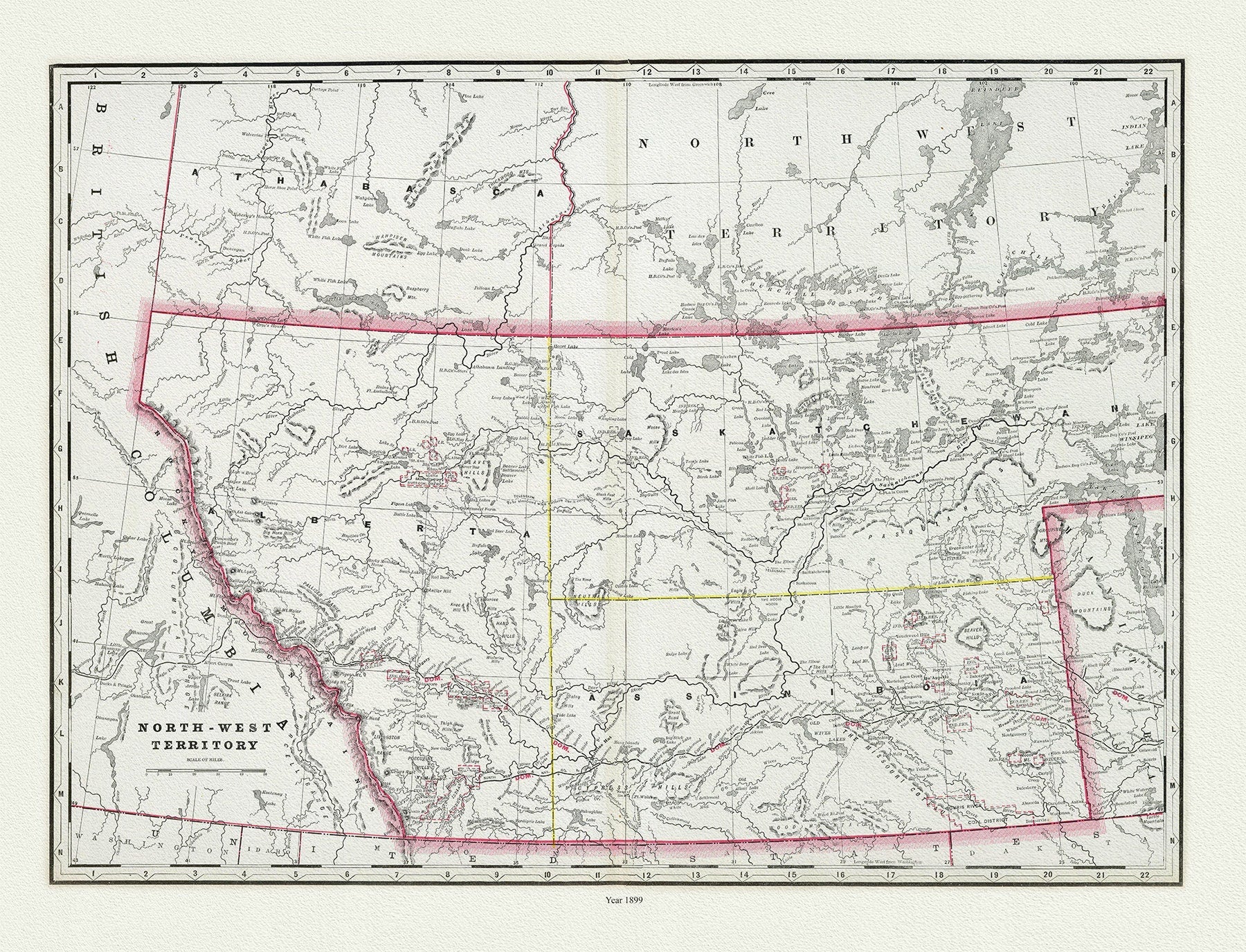Cram, George Franklin, The North - West Territory, 1889, map on heavy cotton canvas, 22x27" approx. - The Map Chest