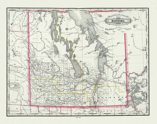 Cram, Manitoba, 1889, map on heavy cotton canvas, 22x27" approx. - The Map Chest