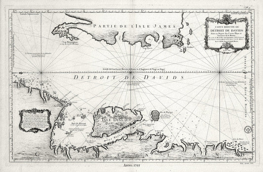 Davis Strait, 1755, Bellin auth., map on heavy cotton canvas, 50 x 70cm, 20 x 25" approx. - The Map Chest