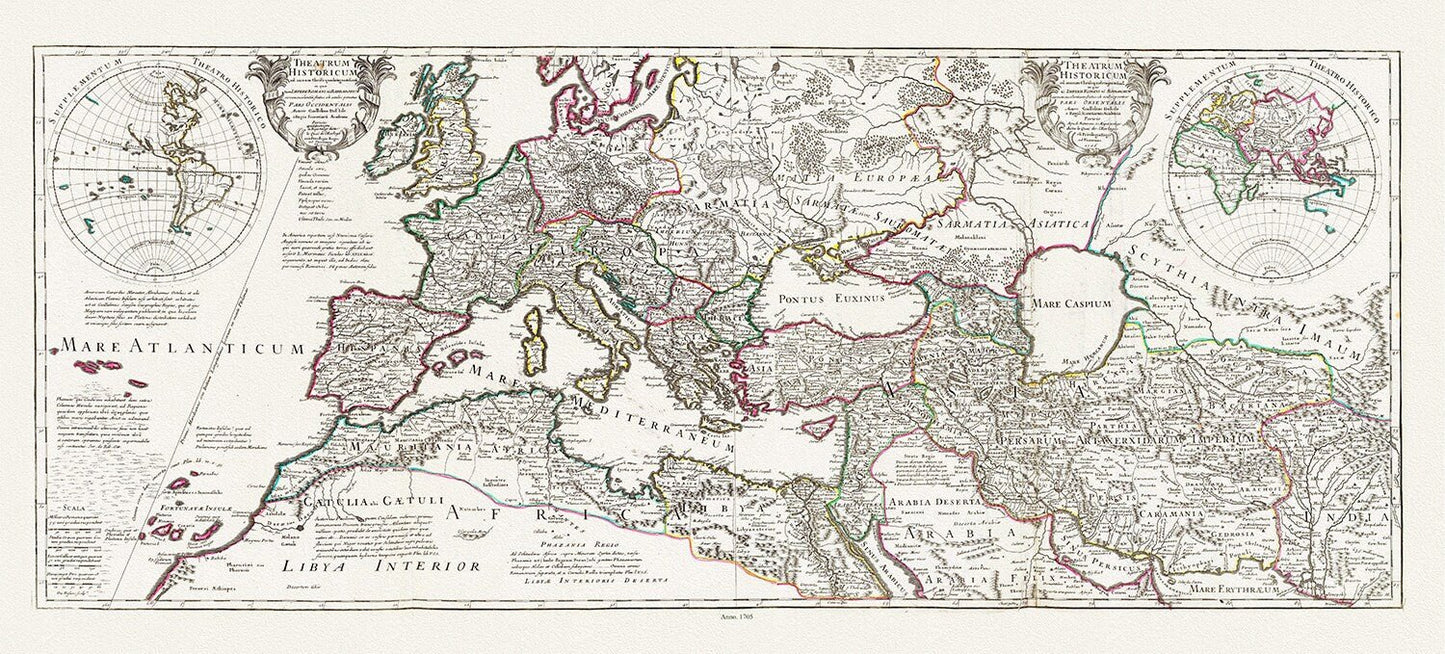 Delisle (Guillaume de,1675 - 1726), Theatrum historicum ad annum Christi quadringentesimu. Imperii Romani, 1705, canvas, 22x27" approx. - The Map Chest