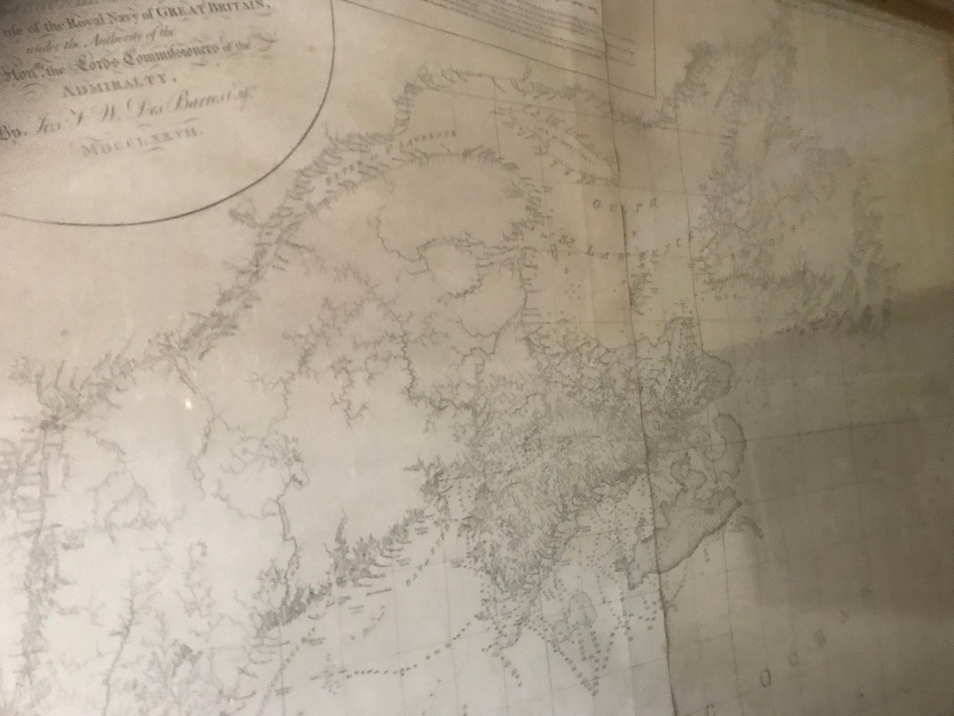 Des Barres, Coast of Nova Scotia, New England, New - York, The Gulf and River of St. Lawrence, 1777, 1st State, an original map, museum framed - The Map Chest