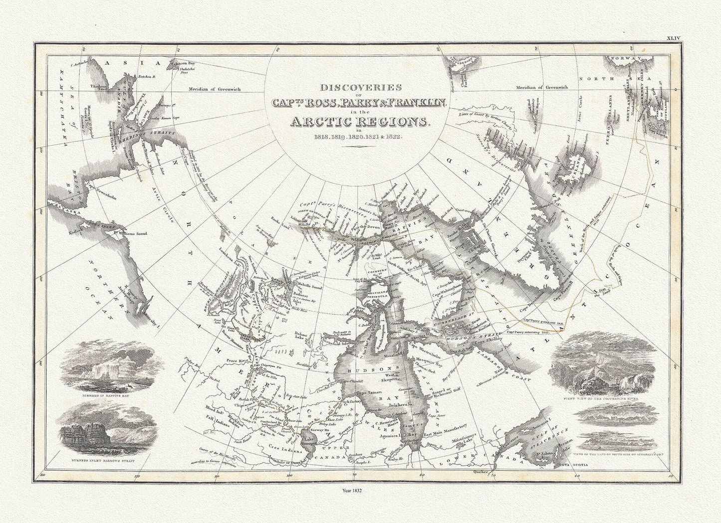 Discoveries of Capts. Ross, Parry and Franklin in the Arctic Regions, in 1818, 1819, 1820, 1821 & 1822, Wyld auth.,1823, 20x25" approx - The Map Chest