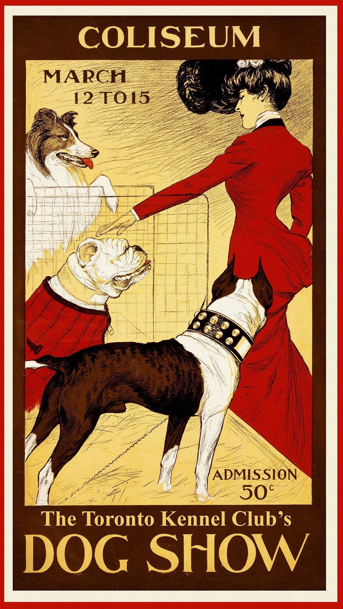 Dog Show, Toronto Kennel Club, 1902, vintage print on canvas, 50 x 70 cm, 20 x 25" approx. - The Map Chest