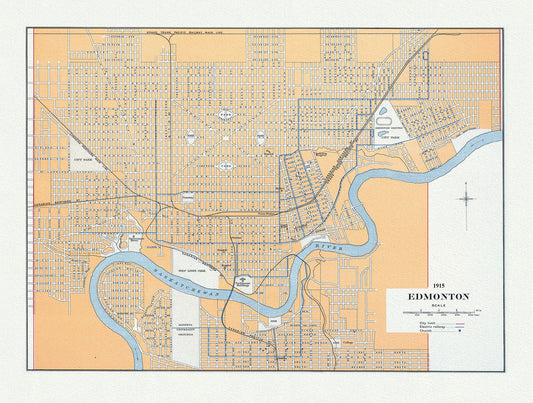 Edmonton, auth. Chalifour, 1915, map on heavy cotton canvas, 20x27" approx. - The Map Chest