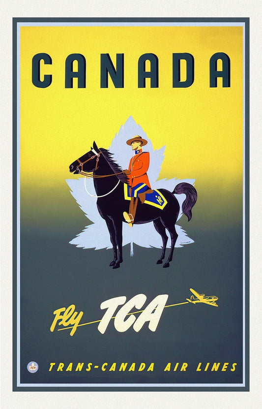 Fly Trans - Canada Airlines!, travel poster on heavy cotton canvas, 50 x 70 cm, 20 x 25" approx. - The Map Chest