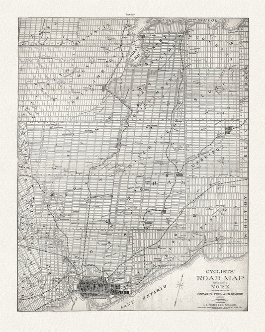 Foster, Cyclists' Road Map to York, 1898, map on heavy cotton canvas, 22x27" approx. - The Map Chest