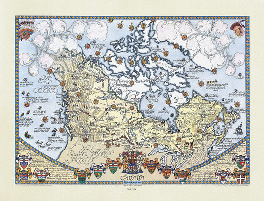 Furse, Canada, 1964 , map on durable cotton canvas, 50 x 70 cm or 20x25" approx. - The Map Chest