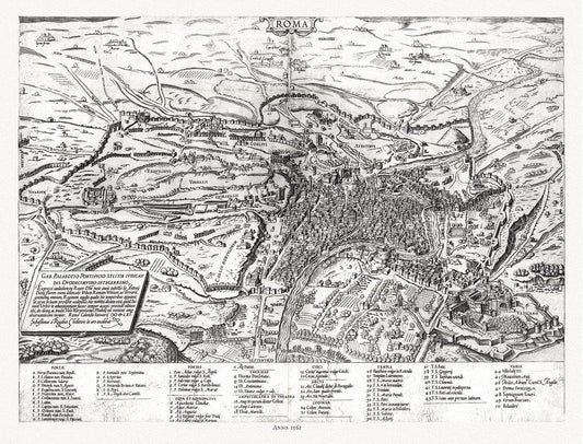 Gastaldi, Rome, Italy, 1561, map on heavy cotton canvas, 22x27" approx. - The Map Chest