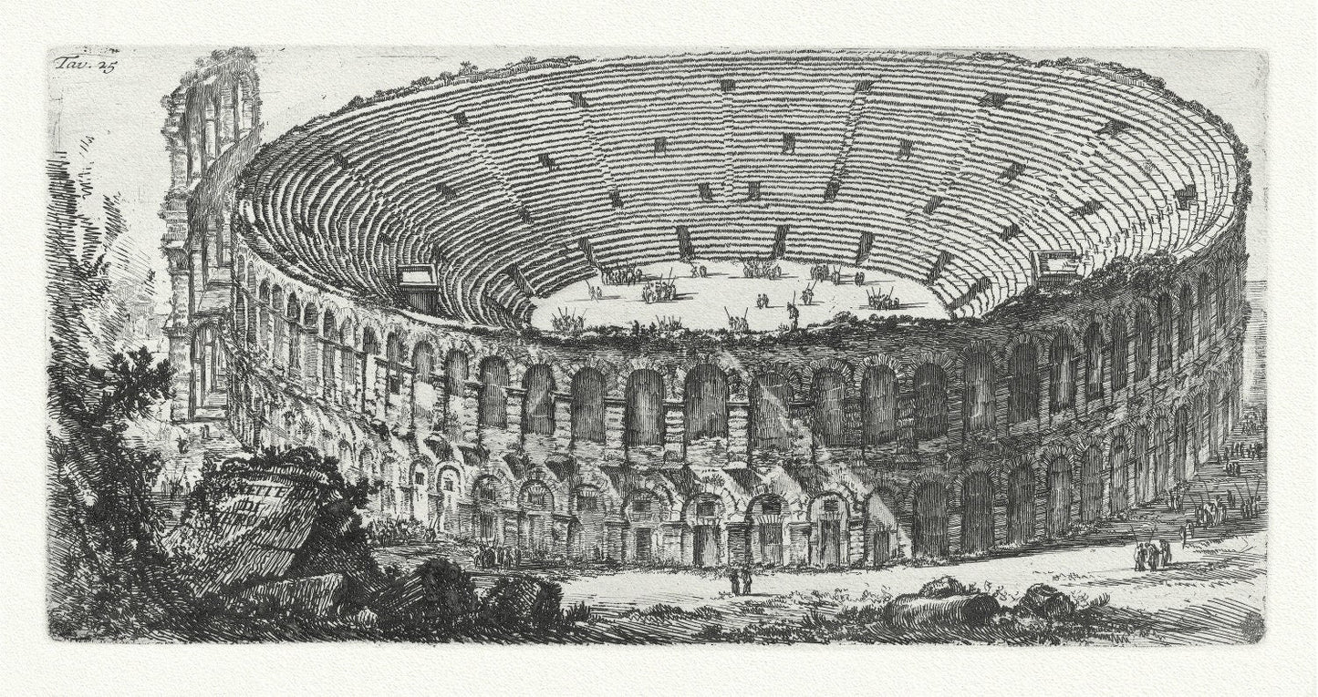Giovanni Battista Piranesi, Anfiteatro di Verona, 1748, map on heavy cotton canvas, 22x27" approx. - The Map Chest