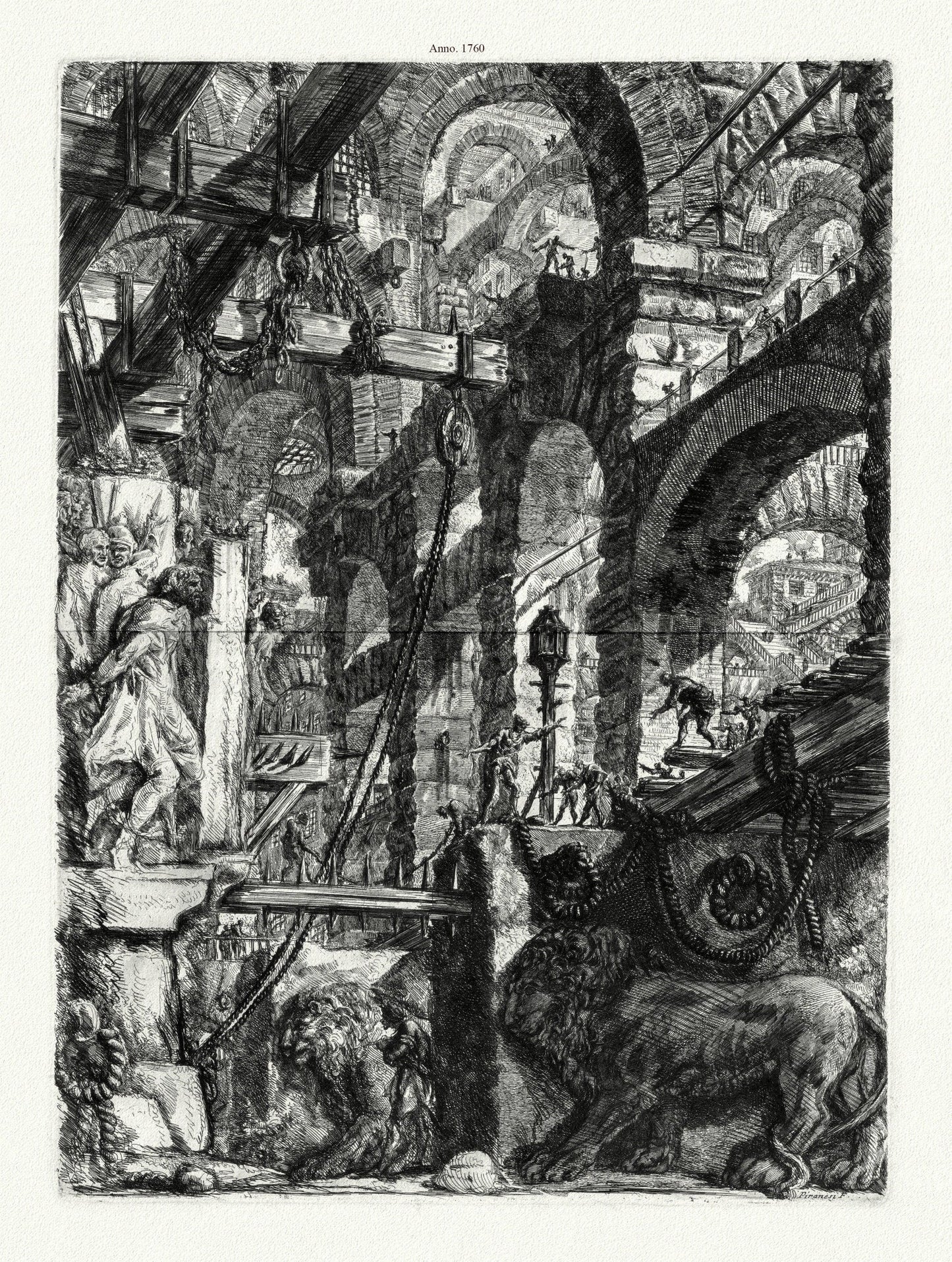 Giovanni Battista Piranesi, Le Carceri d'Invenzione, Planche VI, 1760, une gravure sur toile de coton épais, 56x70cm environ - The Map Chest