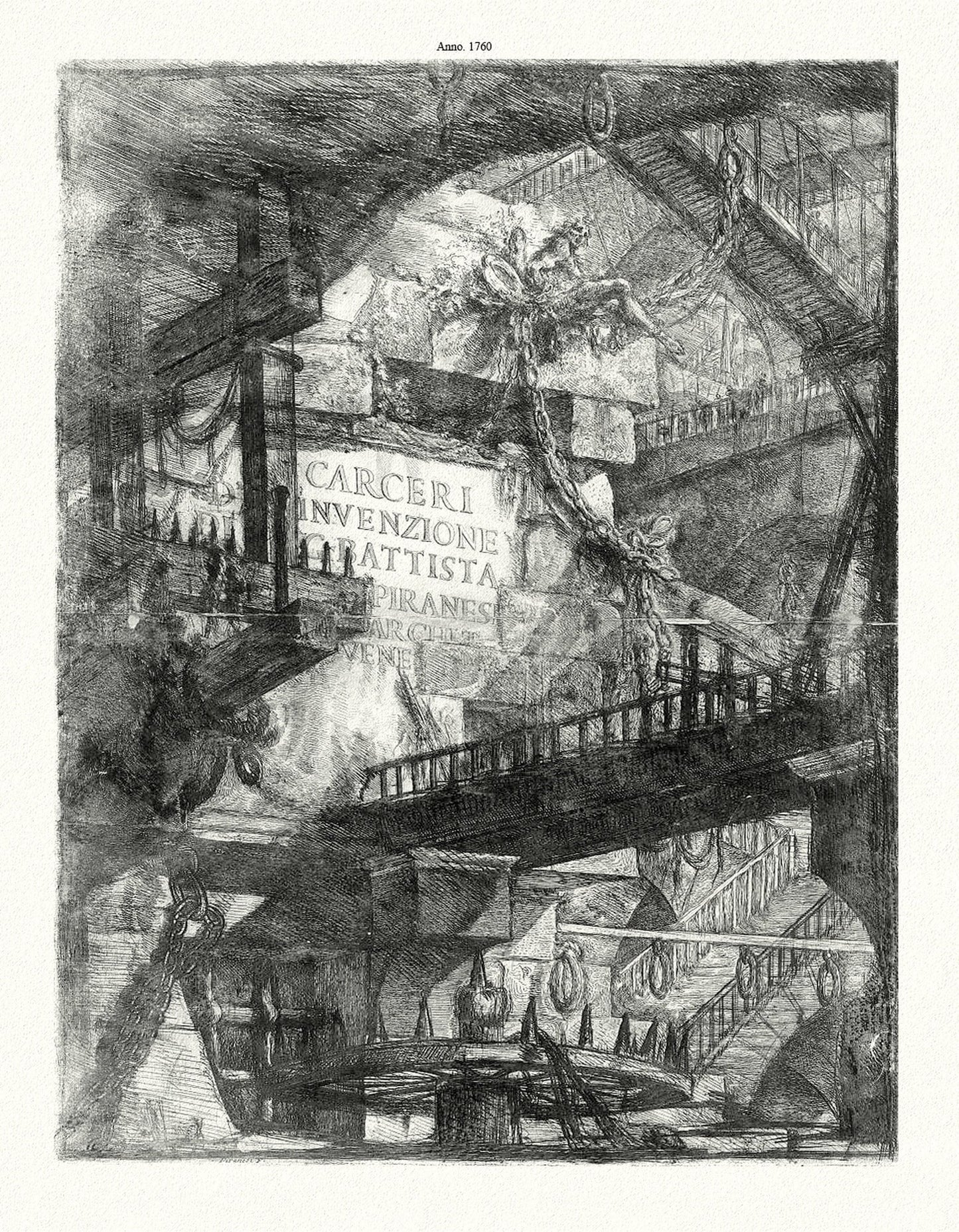 Giovanni Battista Piranesi, Le Carceri d'Invenzione, Planche VIII, 1760, une gravure sur toile de coton épais, 56x70cm environ - The Map Chest