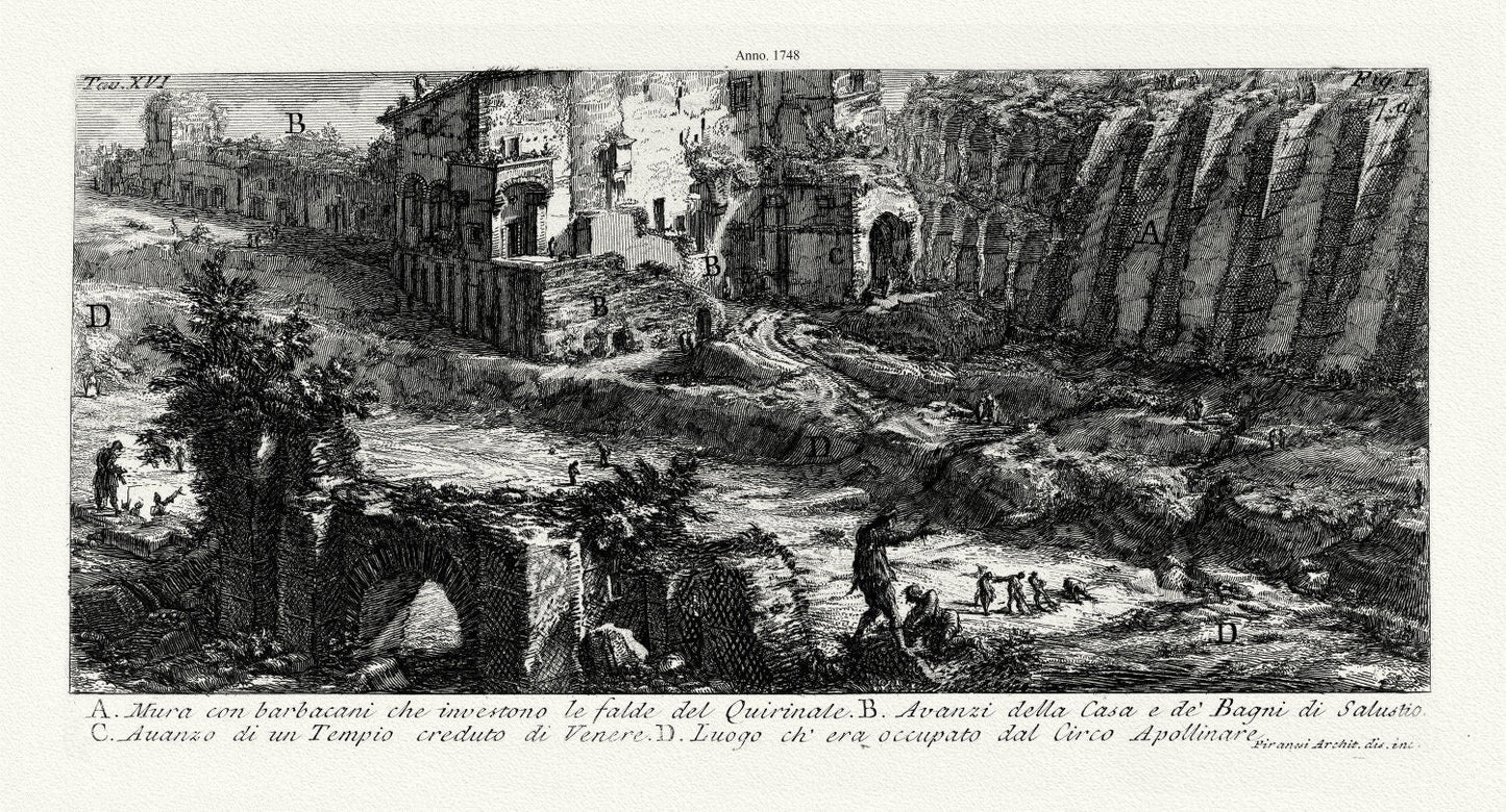 Giovanni Battista Piranesi, Views of Rome, No. XVI, 1748, map on heavy cotton canvas, 22x27" approx. - The Map Chest