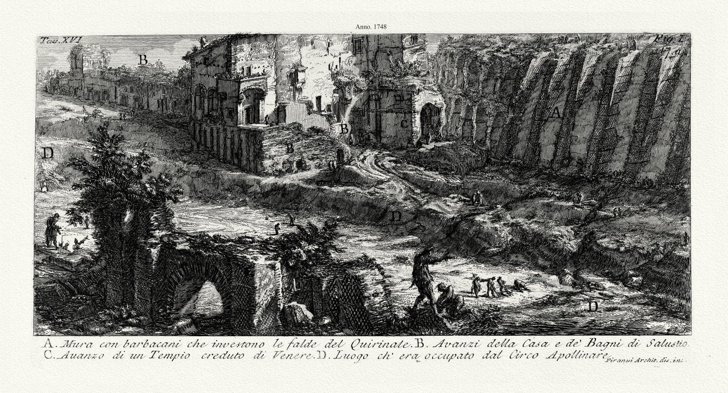 Giovanni Battista Piranesi, Views of Rome, No. XVI, 1748, map on heavy cotton canvas, 22x27" approx. - The Map Chest