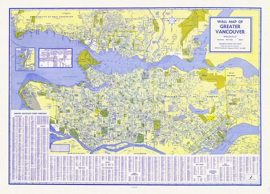 Greater Vancouver, A Wall Map, 1960 , map on heavy cotton canvas, 45 x 65 cm, 18 x 24" approx. - The Map Chest