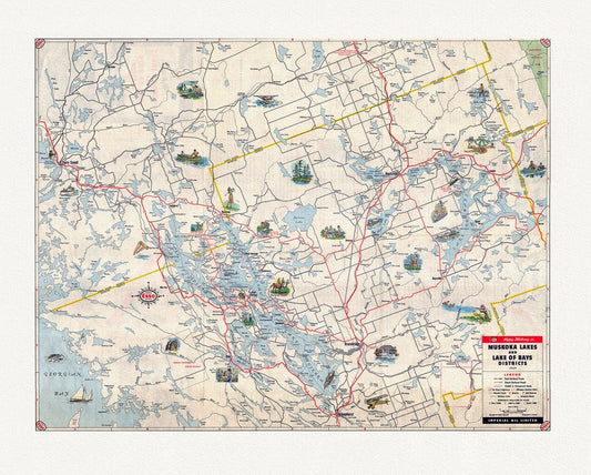 Happy motoring in Muskoka Lakes and Lake of Bays Districts, Ontario, 1949 - The Map Chest