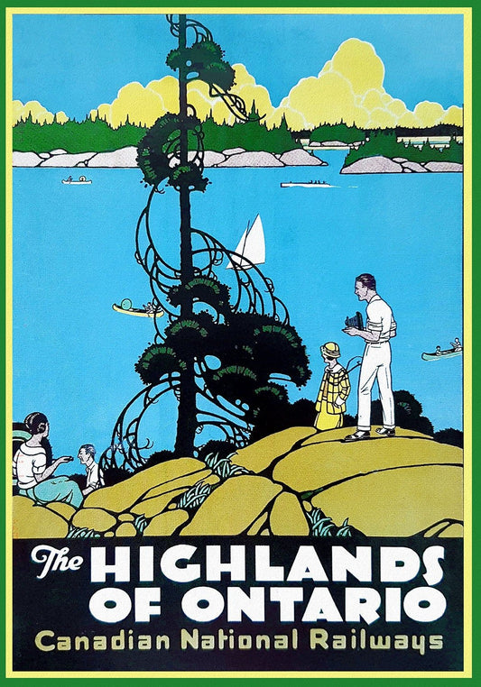 Highlands of Ontario, Travel Poster, Canadian National Railways, on heavy cotton canvas, 22x27" approx. - The Map Chest