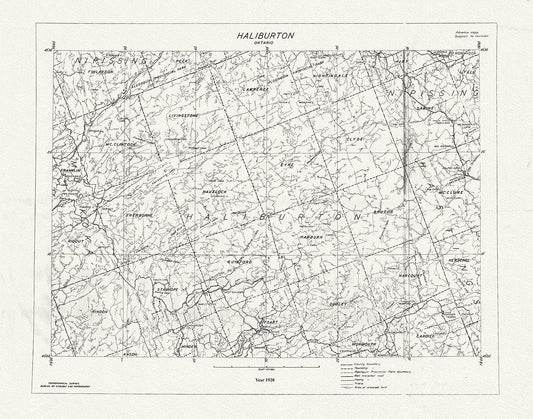 Historic Algonquin Park Map, National Topographic Series, Haliburton County, 1920 - The Map Chest