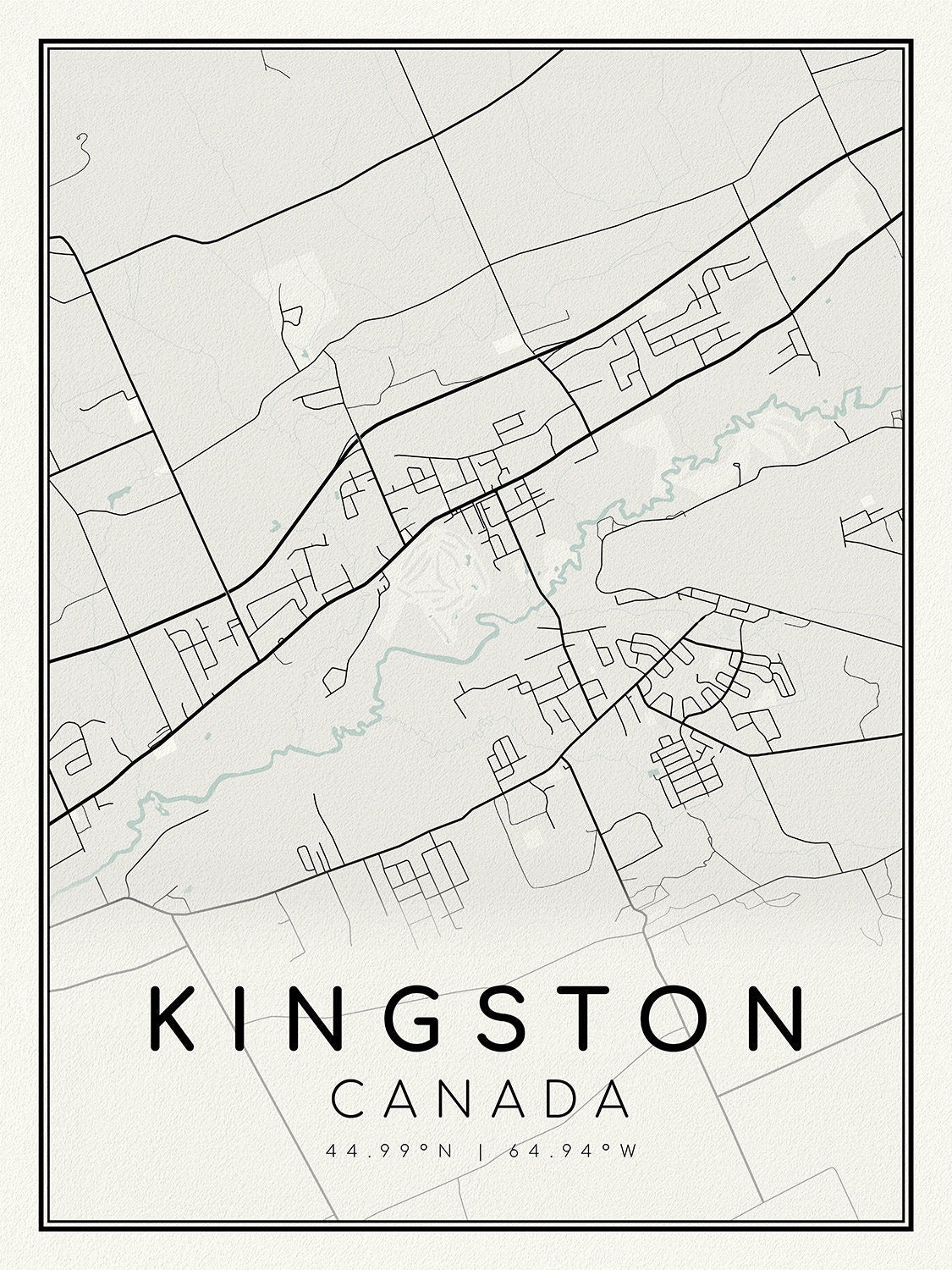 Kingston, Ontario, A Modern Map on heavy cotton canvas, 45 x 65 cm, 18 x 24" approx.