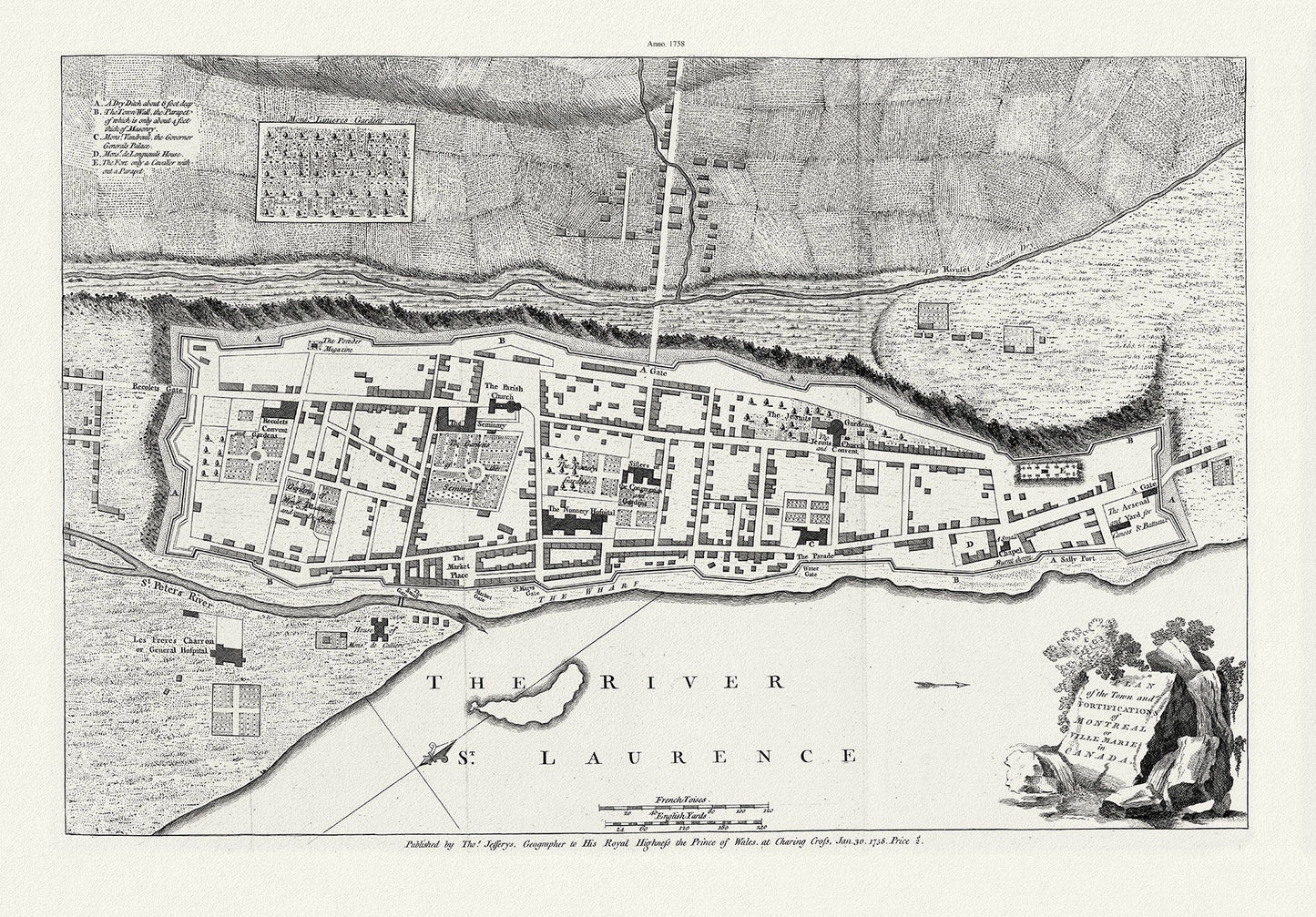 Jefferys, Montreal or Ville Marie, 1758 - The Map Chest