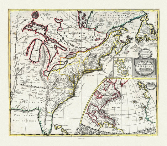 John Senex, New Map of the English Empire in America, 1721, map on durable cotton canvas, 50 x 70 cm, 20 x 25" approx. - The Map Chest