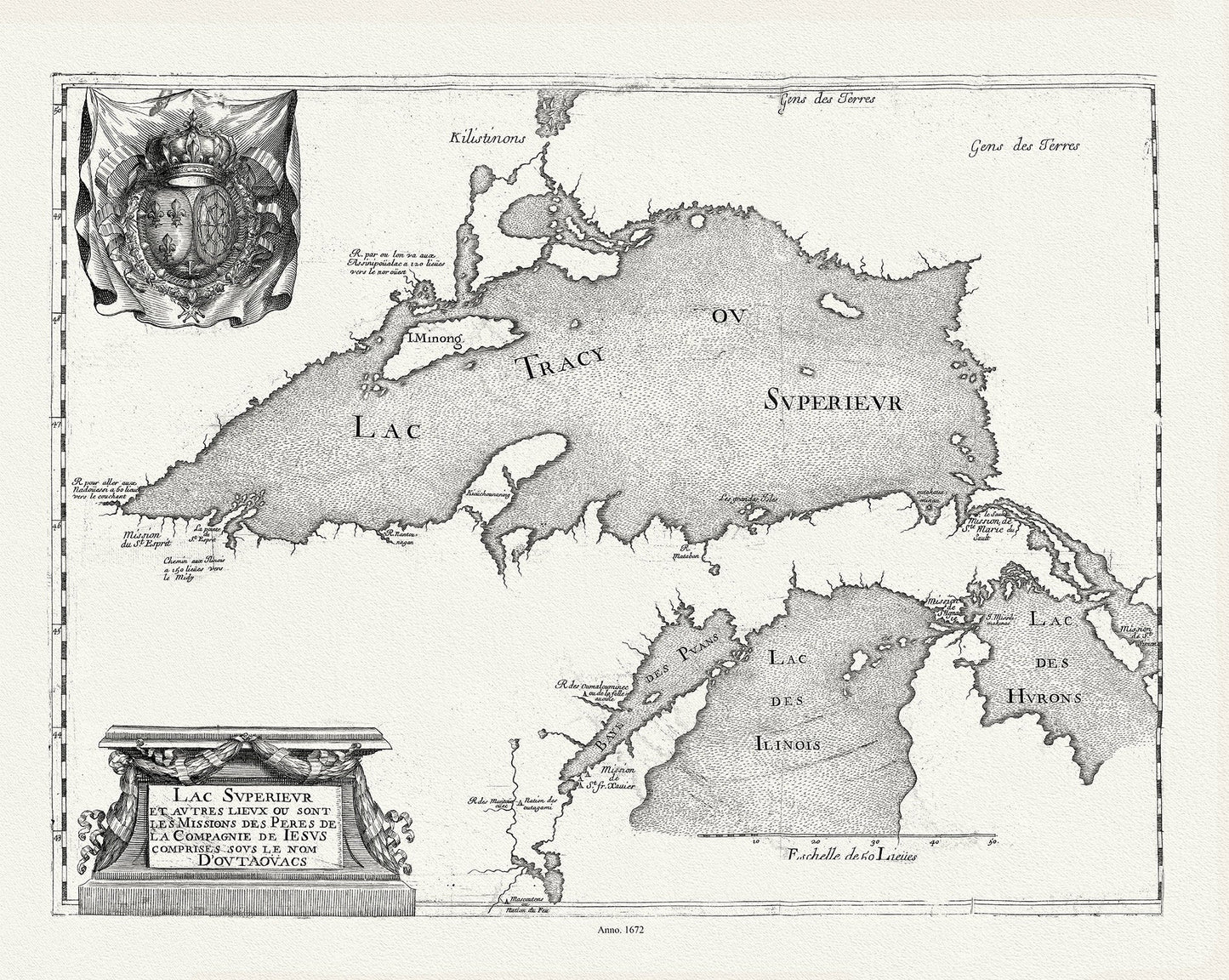 Lac Svperievr et avtres lievx ou sont les Missions des Peres de la Compagnie de Iesvs comprises sovs le no, 1672 - The Map Chest