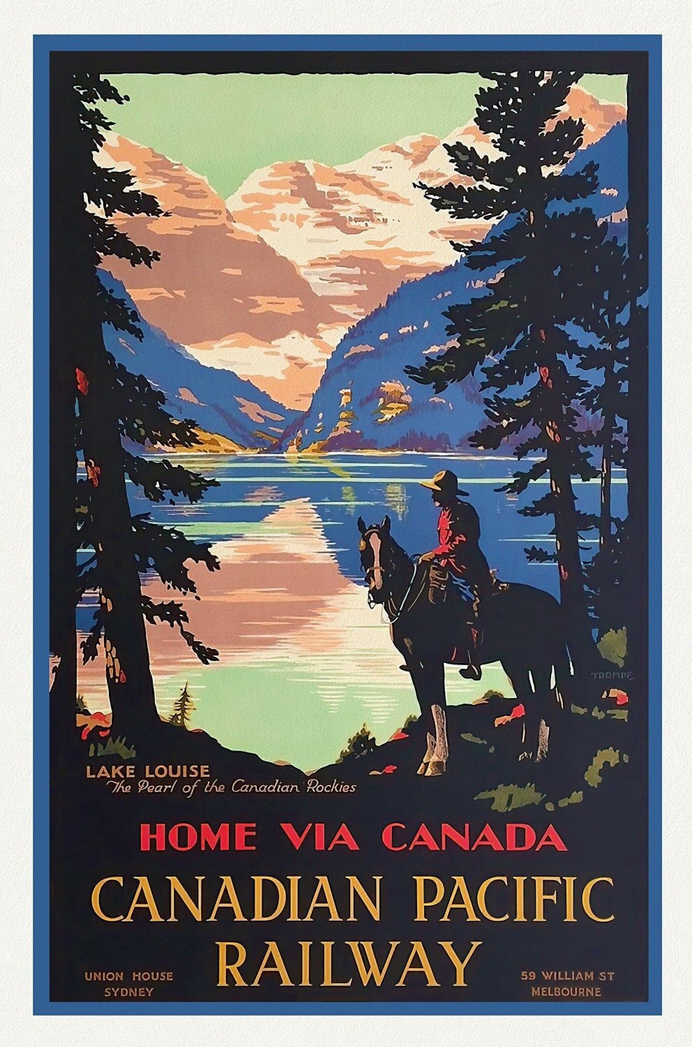 Lake Louise, Heart of the Canadian Rockies, travel poster on heavy cotton canvas, 50 x 70 cm, 20 x 25" approx. - The Map Chest