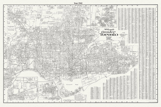 Lloyd's Map of Greater Toronto, 1942, Lloyd's Map, , map on durable cotton canvas, 50 x 70 cm, 20 x 25" approx. - The Map Chest