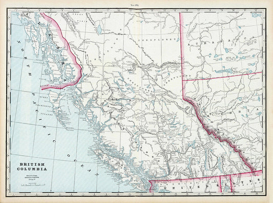 Map of British Columbia,1899, on heavy canvas, 22x27' approx. - The Map Chest